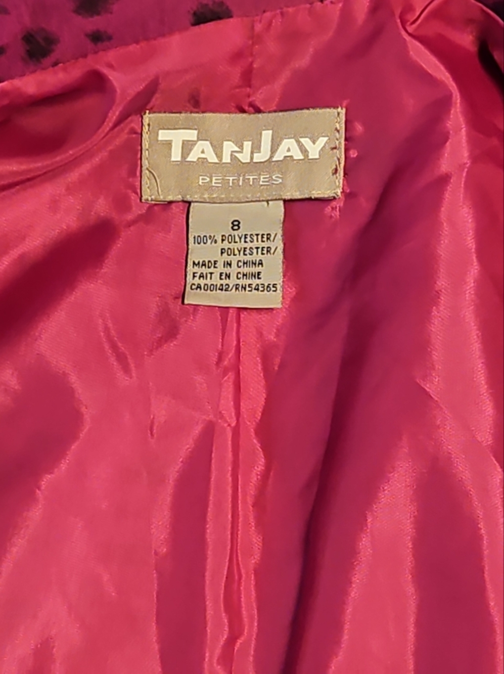 TanJay Fuchsia Pnk Animal Print Leopard Zip Lightweight Jacket Size 8 - Picture 7 of 8